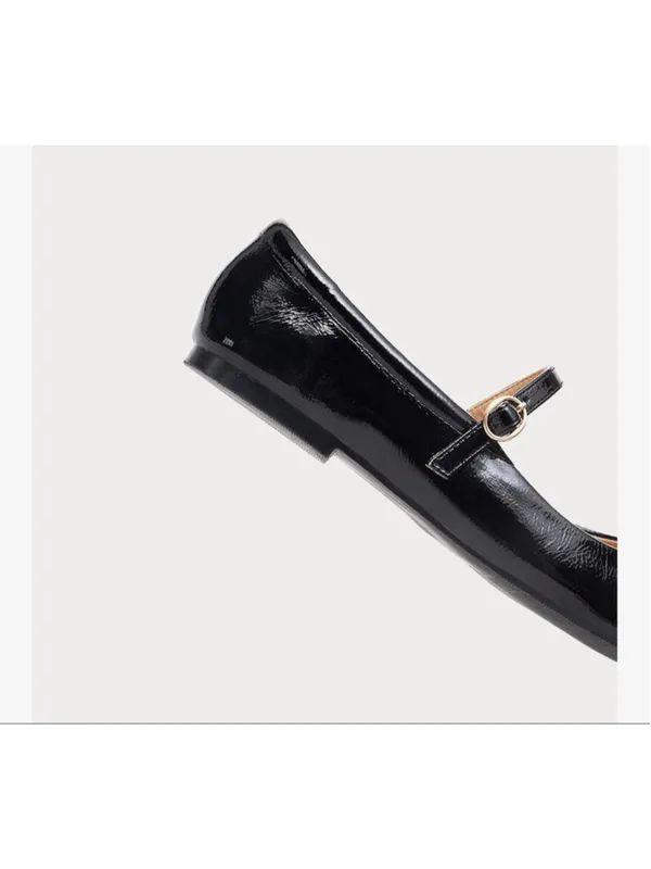 NEW Black Patent Mary Jane Flats Round Toe Ankle Strap Buckle Ballet Flats 9 - Image 8