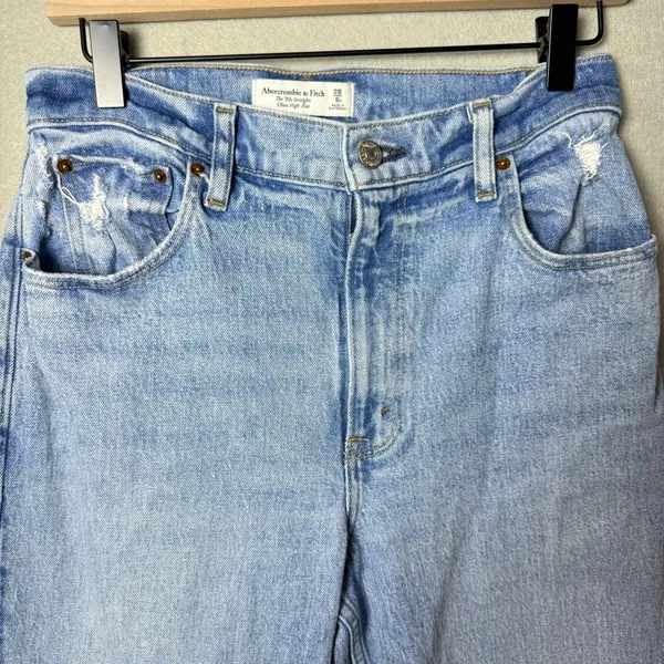 Abercrombie Womens Curve Love The 90’s Straight Ultra High-Rise Jeans 28 - Image 3