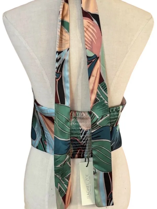 Rachel Zoe Women’s 2-Piece Tropical‎ Palm Print Satin Halter & Pant Set Small - Image 3