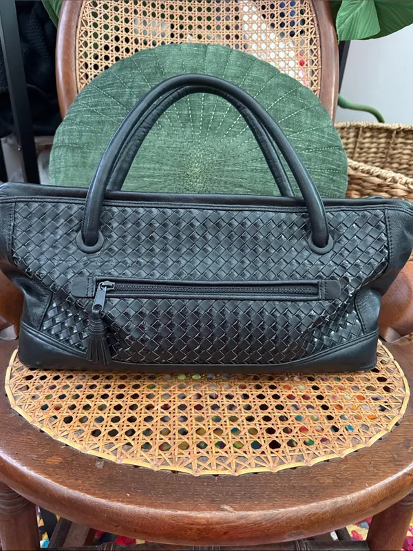 Vintage 80s/90s Aspects by Lisette Black Basketweave East West Doctor’s Bag - Image 2