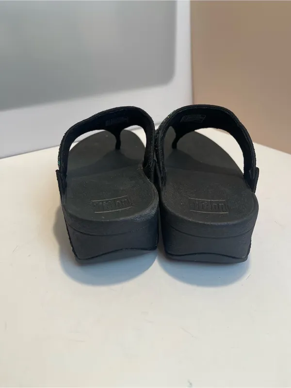 FitFlop Black Glitter MicroWobbleboard Thong Sandals Size US 5 EU 36 Comfort - Image 10