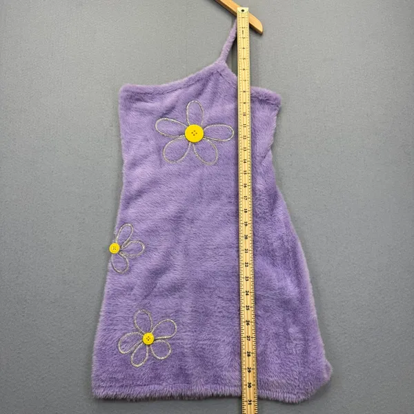 For Love‎ & Lemons Purple Fuzzy Daisy One Shoulder Mini Dress Small KSP23D101 - Image 4