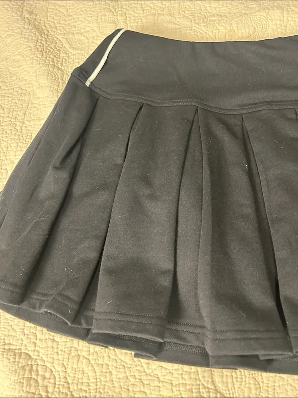 Black Pleated tennis Skirt with White Trim - Image 2