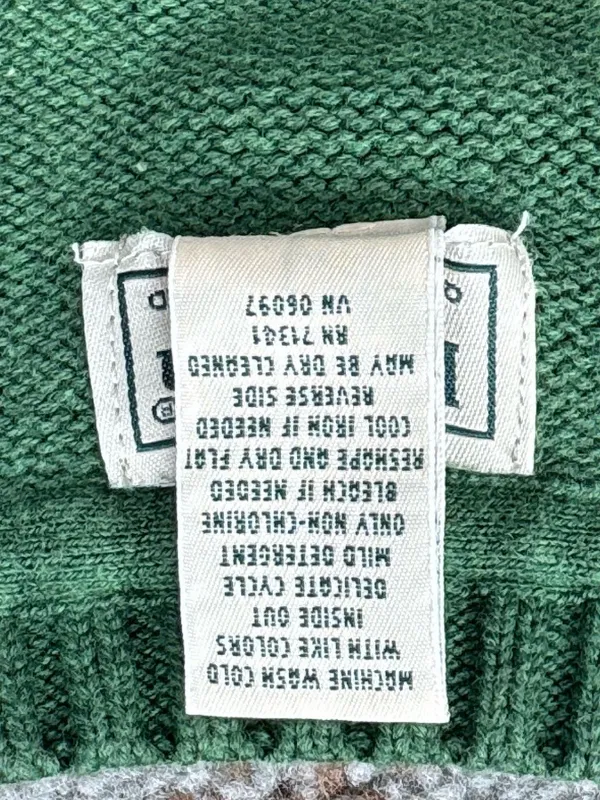 L.L. Bean Knit V Neck Sweater Green Large - Image 3