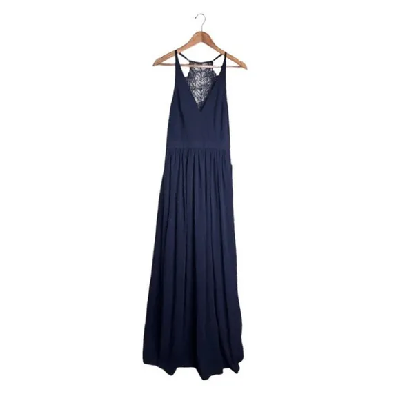 Lulu’s Dress Maxi Lovespell Lace Back Navy Blue Size Large Bridesmaid Formal NWT - Image 2