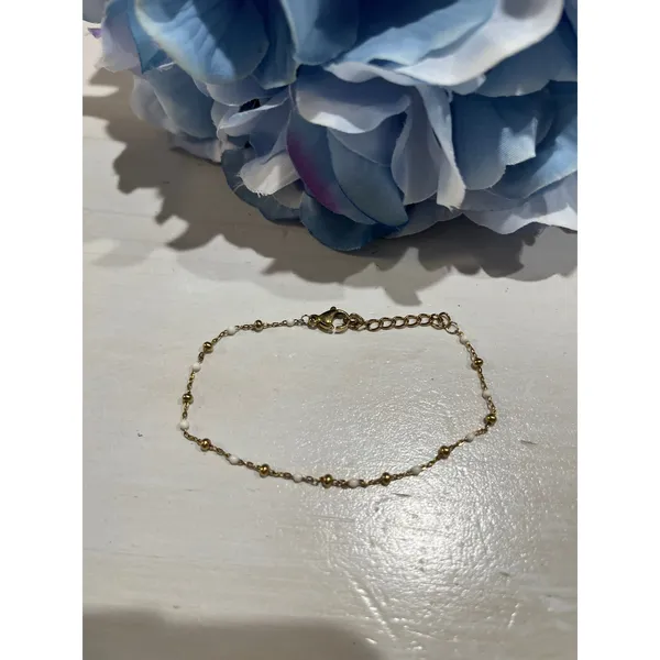 Gold Beaded Bracelet‎ Delicate Chain Bracelet Adjustable Extender Jewelry - Image 3