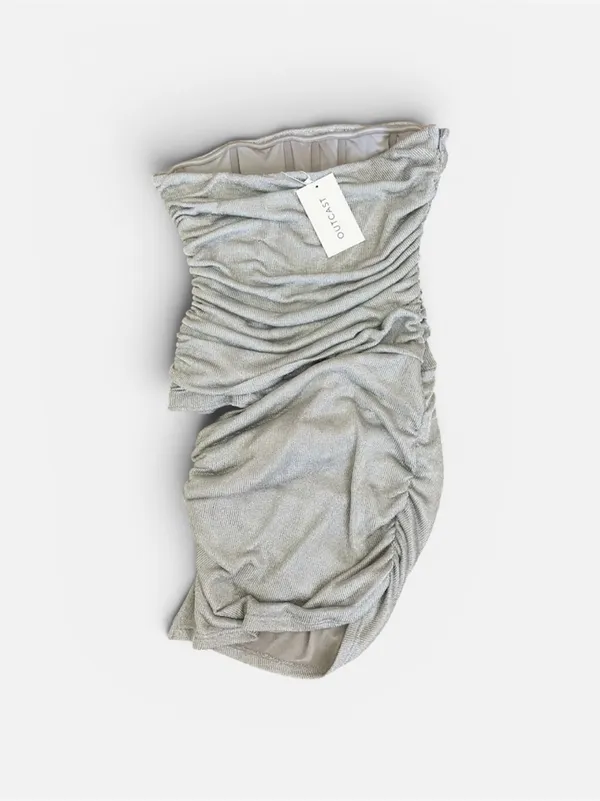 Outcast Labyrinth Strapless Silver Mini Dress in XL New - Image 10