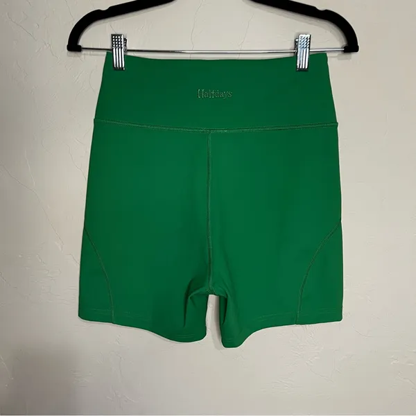 Halfdays Hattie Green High Rise Biker Performance‎ Shorts - Image 7