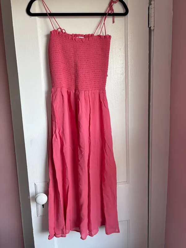 Reformation Rudy Midi Dress in Snapdragon Pink Small - Image 3