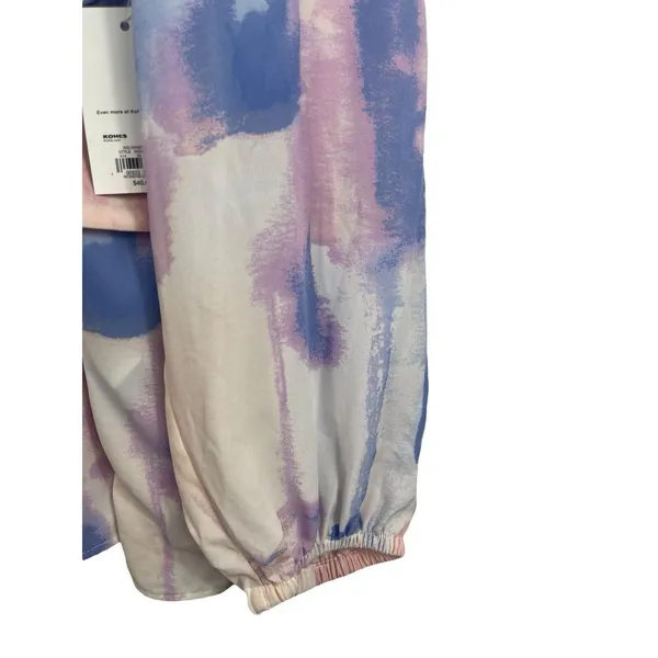 Evri Long Sleeve Semi Sheer Pink Blue Paint Look Tie Waist V-neck 3x Top NWT - Image 6