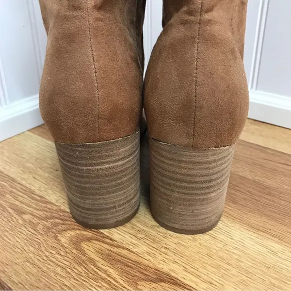 REPORT Faux Suede Slouch Midi Boot Size‎ 8 Tan Brown High Block Heel Western - Image 6