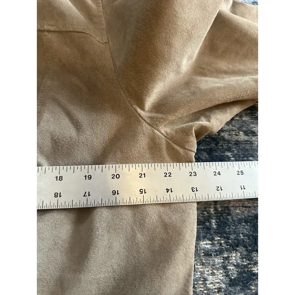Coldwater Creek Suede Leather Jacket Snap/Zip Front Tan Vintage Women’s XL(18) - Image 9