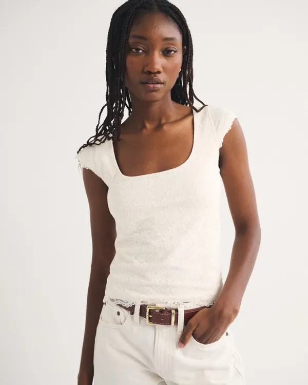 Abercrombie & Fitch Bra-Free Short Sleeve Lace Reversible Top - Image 3