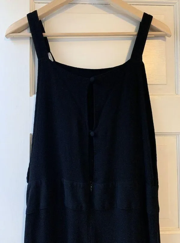 Party Jumpsuit Overalls Black Rayon Flare Cut - Size Medium - Image 9