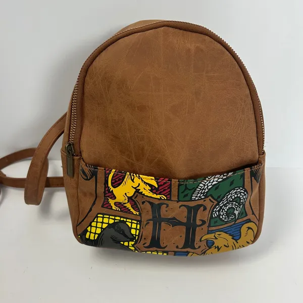 Cotton On‎ Harry Potter Hogwarts Crest Brown Faux Leather Mini Backpack Bag - Image 2