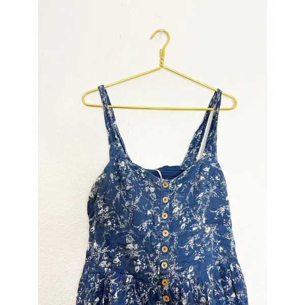 Free People Dance On The Blacktop Floral Mini Dress Size Large Blue Bohemian - Image 5