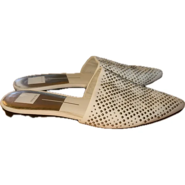 Dolce Vita Elvah Women's Mule Slide Flats White Studded Pointed Toe 9.5 - Image 2