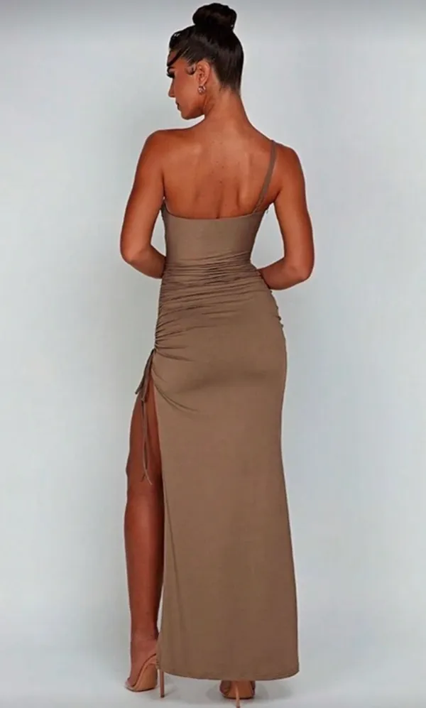 SheIn One Shoulder Drawstring Side Split Thigh Dress - Image 2