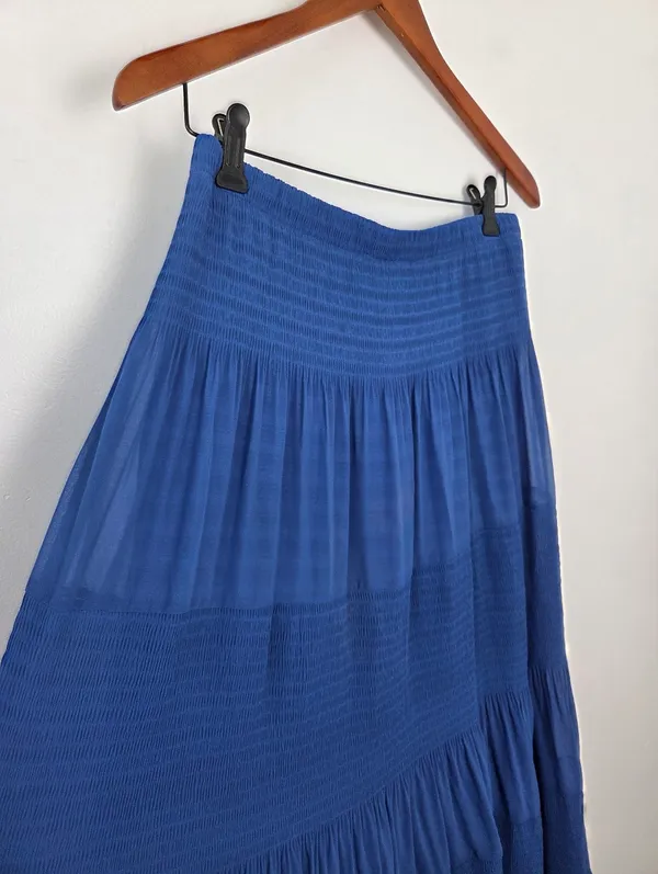 Ashalyly Cobalt Blue Tiered Maxi Skirt Formal Regal Boho Gypsy Indie Hippie XL - Image 7