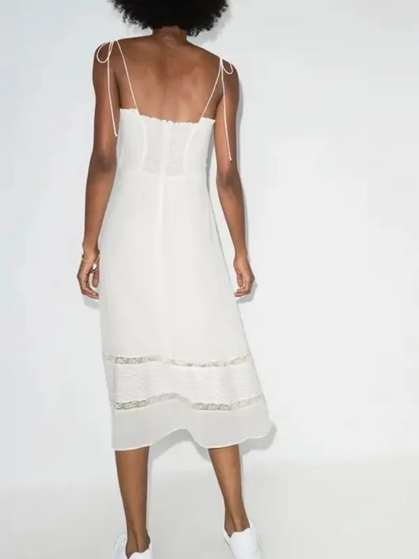NWT Reformation Ronan Midi Dress Lace Ivory Tie Strap sz 4 - Image 10
