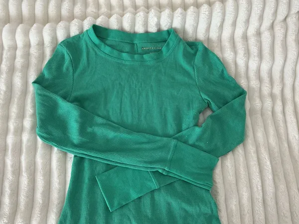 American Eagle Ribbed Long Sleeve Green Top - Image 2