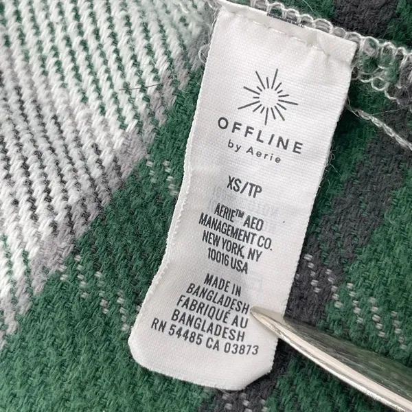 Offline by Aerie XS Plaid Green & White Jacket Shacket Oversized Women’s Layers - Image 8