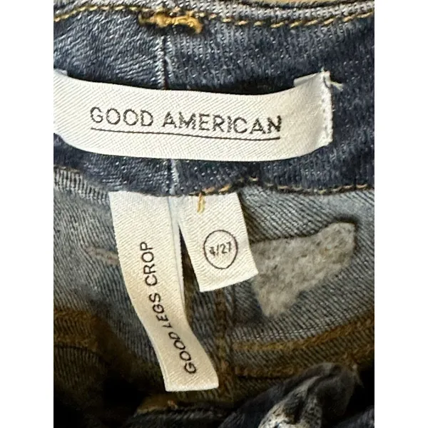 Good American Good Legs Crop Jeans Women 4/27 Blue Distressed High Rise Denim - Image 3