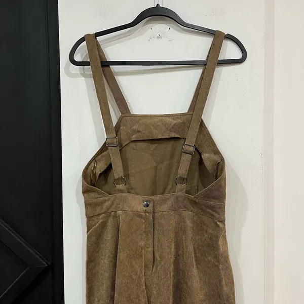 Flying Tomato Brown Corduroy Wide Leg Overalls Size Medium - Image 5