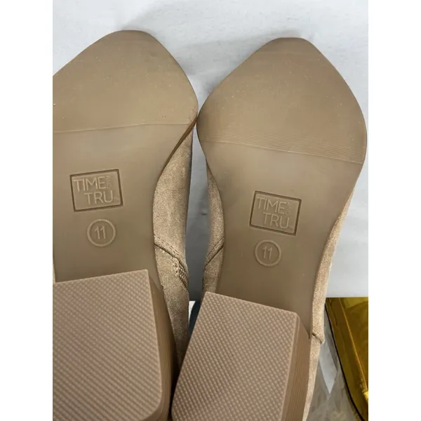Womans NWT Time & Tru Embroidered Midcalf Cowgirl Boots 11 Beige Pointed Toe - Image 5