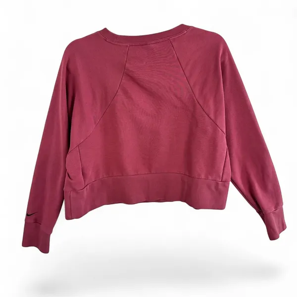 Nike Dri-FIT Womens Cropped Pullover Sweatshirt‎ Embossed Logo Rose Red Medium - Image 5