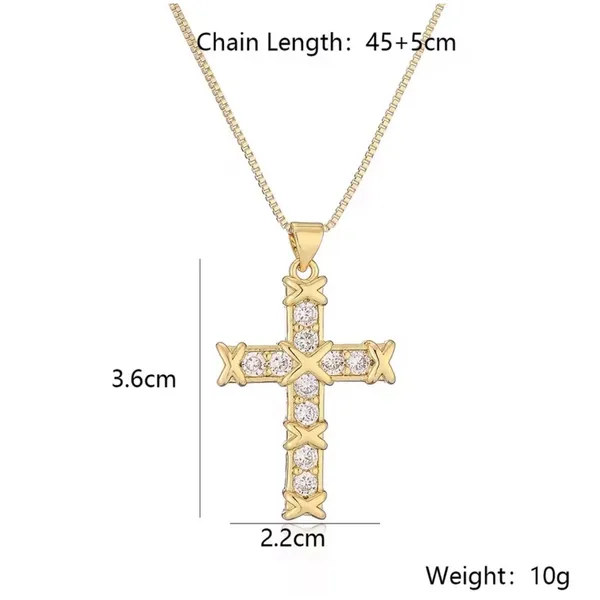 NEW Unisex 18k Gold Filled Plated Simulated‎ Diamond Cross Necklace, 16-18” - Image 13