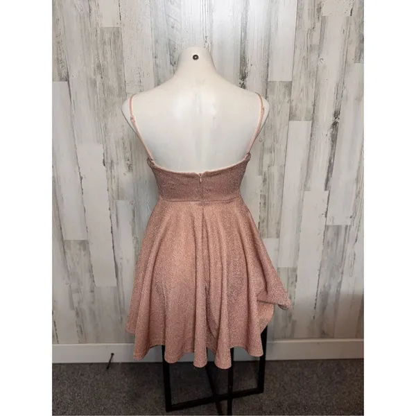 Ever Pretty Rose Gold Glitter Skater Dress Size MEDIUM Sparkly Fit & Flare Party - Image 3