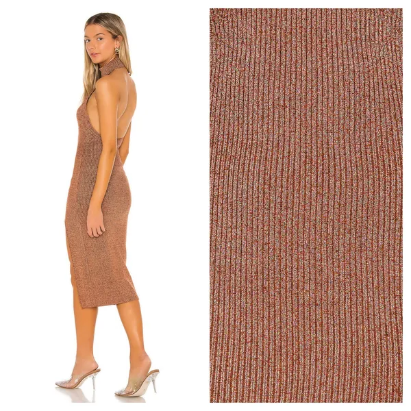 [Superdown] Copper Metallic Arima Halter Neck Knit Midi Sweater Dress Sz Small S - Image 2