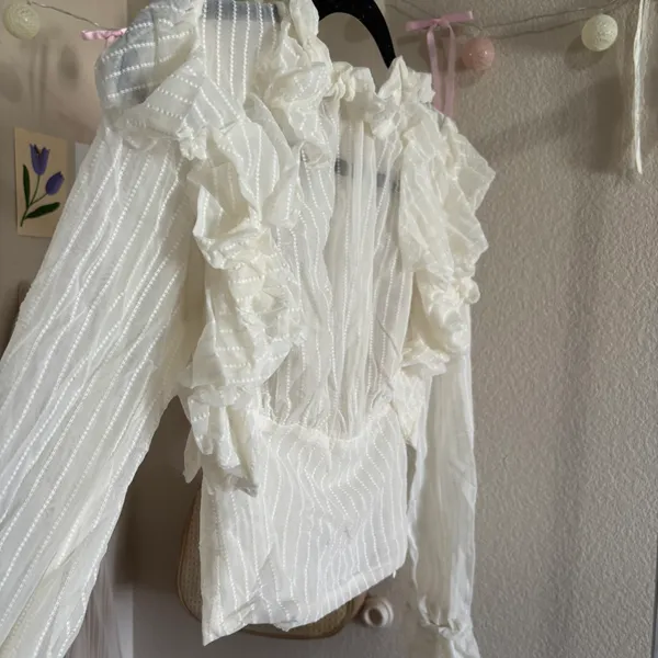 Babydoll Mesh Long Sleeve Top - Image 5