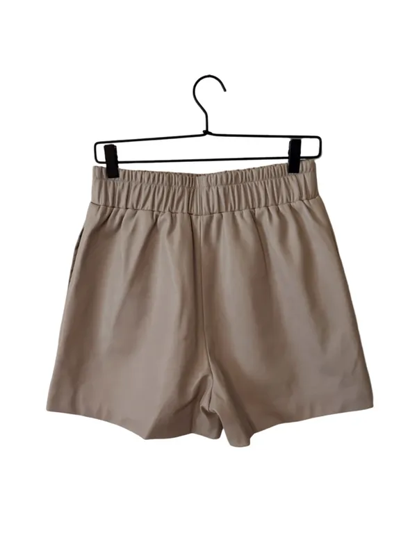Mango High-Waist Faux Leather Tan Pull-On Shorts Size M NWT - Image 9