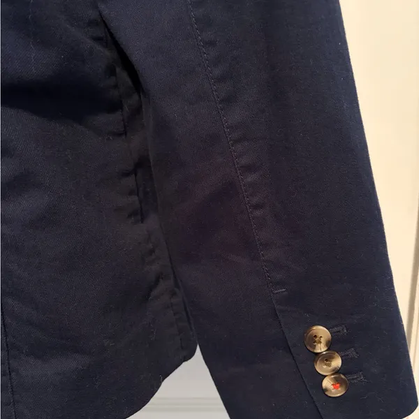 L.L.Bean Navy Blazer Jacket Women Medium Petite‎ Cotton Stretch Preppy Career - Image 8