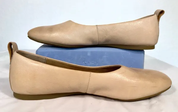 Born Womens Ballet Flats Size 9 M Beige Nude Leather Square Toe Slip On Shoes - Image 7