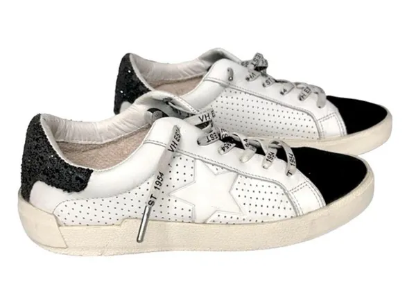 Vintage Havana White Star Black Suede Toe Sequin Heel Rollin 3 Sneakers Size 8.5 - Image 9