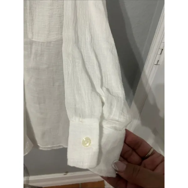 Dotti White Lightweight Button-Front Midi Dress/Shirt Size M Oversized Cotton - Image 8