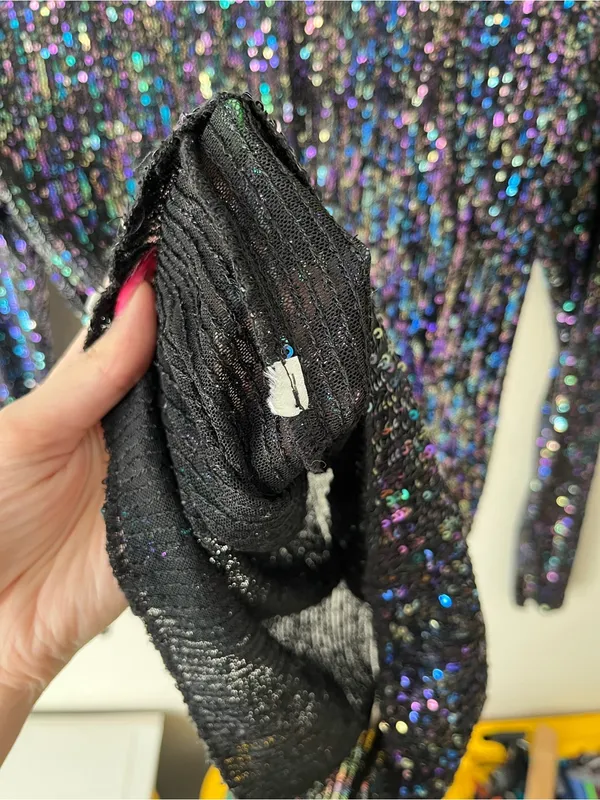 Free People Gold Rush Sequin Festival Top Long Sleeve Black Purple Size Medium - Image 5