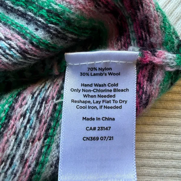 Talbots Multicolor Fair Isle Wool Nylon Lamb Wool Stripe Crew Sweater L - Image 9