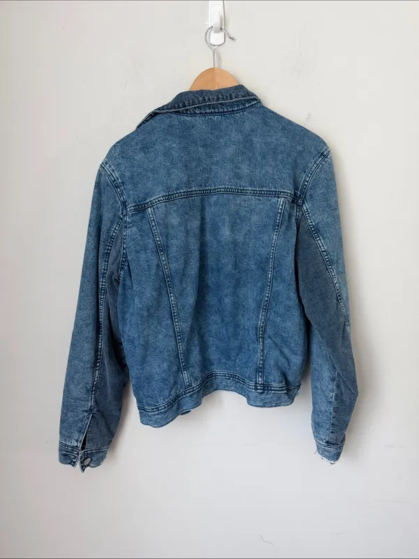 American Eagle Plaid Lined Denim Trucker Jacket XL 🔴 - Image 5