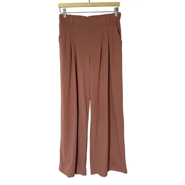 Halara Flex High Waisted Pocket Wide‎ Leg Waffle Work Pants rose tan women's M - Image 2