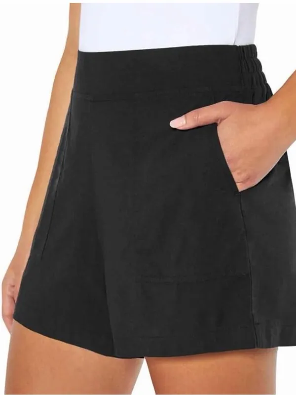 Wildfox Black Relaxed Fit Lightweight Casual‎ Shorts with Front Pockets Black - Image 2