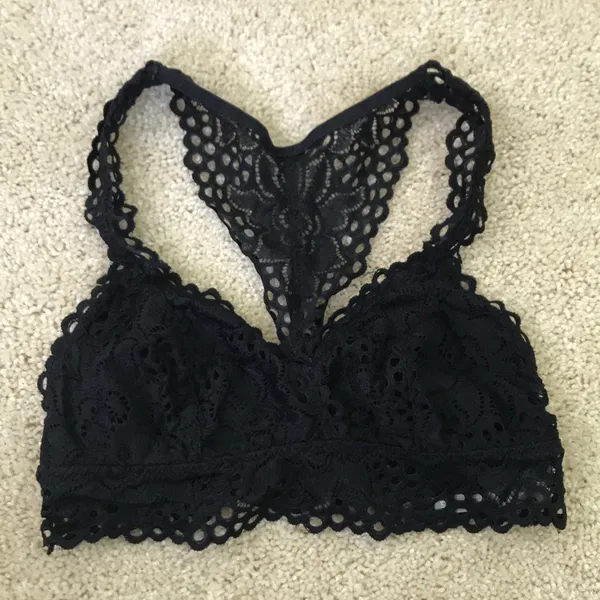 Aerie Razorback Flower Lace Black Bralette - Image 2