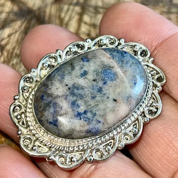 Light Pale Oversize Navy Sodalite Ring Size 6 Blue - Image 5