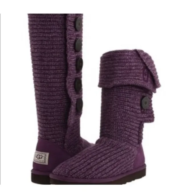 UGG Classic Purple Cardy Tall Knit Boots - Image 4