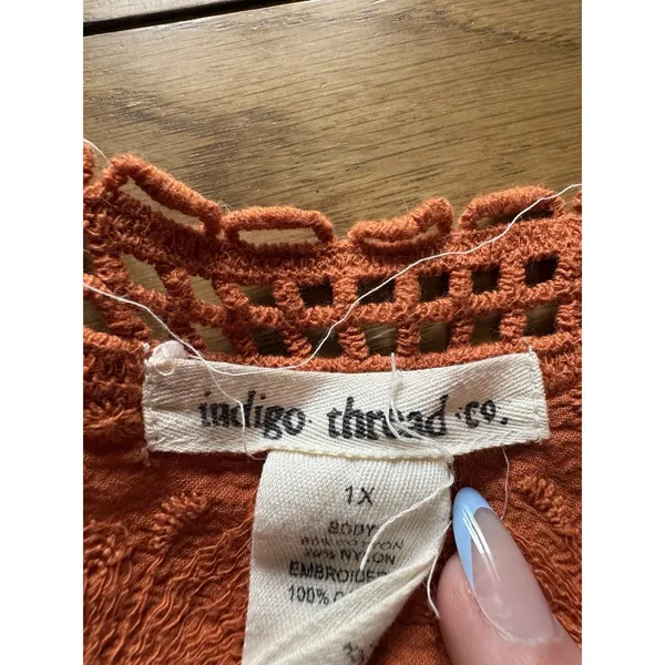 Indigo Thread Co Women Size 1X Crochet‎ Blouse/Dress Whimsy Fairy Boho Hippie - Image 3