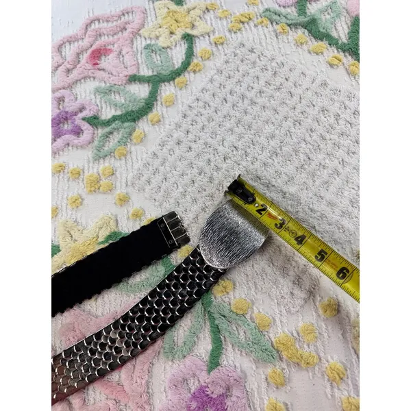 Vintage Silver Scale Stretch Belt Retro Metallic Chainmail‎ Elastic Waist Belt - Image 4