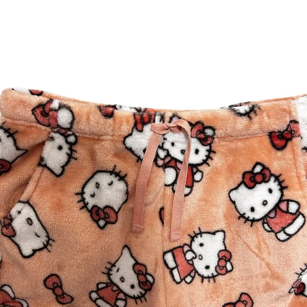 Hello‎ Kitty Womens Lounge Shorts M Peach Cozy Plush Fleece Kawaii Coquette Y2K - Image 2